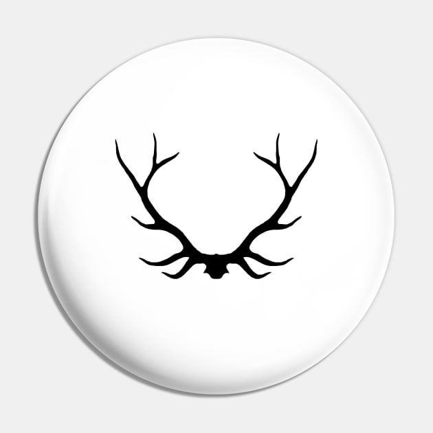 Buck Antlers - Black on White Pin by SugarPineDesign