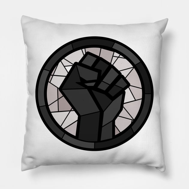 BLM Stained Glass Fist Pillow by OctopodArts