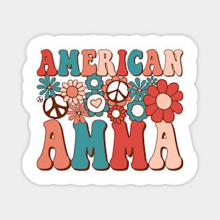 Retro Groovy American Amma Matching Family 4th of July Magnet