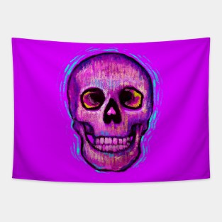 Fantasy colorful art with pink skull symbol in surreal impressionism style Tapestry