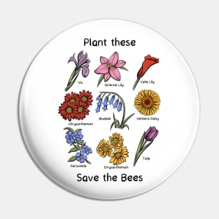 Plant These Save the Bees Botanical Vintage Floral Botanists Pin