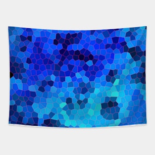 Ocean Blue Mosaic Pattern Tapestry