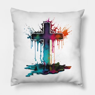 Cross Ink Dropped in Water Style Pillow