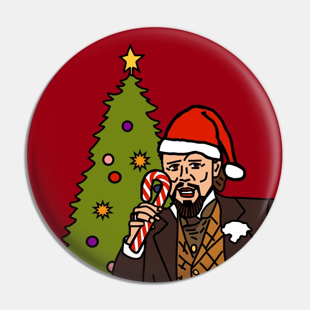 Christmas Laughing Leo Memes Candy Cane and Tree Pin by ellenhenryart