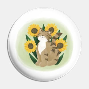 Cute cat with flowers Pin