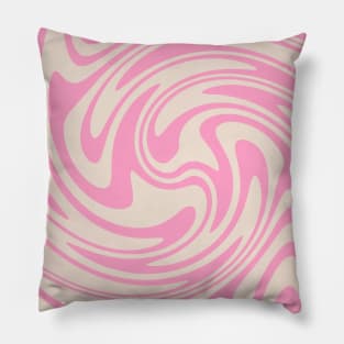 70s Retro Swirl Pink Color Abstract Pillow