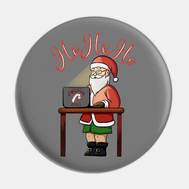 Hipster Santa Virtual Meeting Quarantine Christmas Pin by HHT