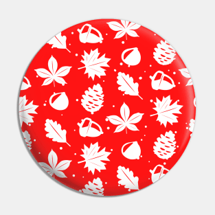 Graphic Nature Pattern on Red Background Pin