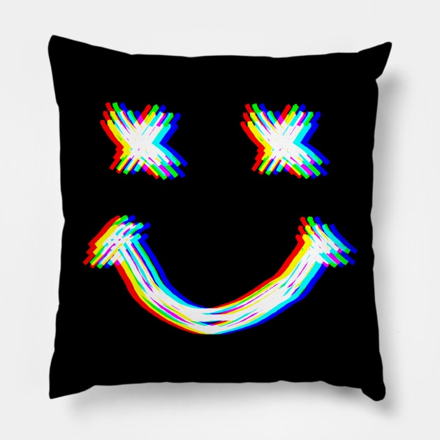 Smiley Face Glitch Pillow by Mr.FansArt