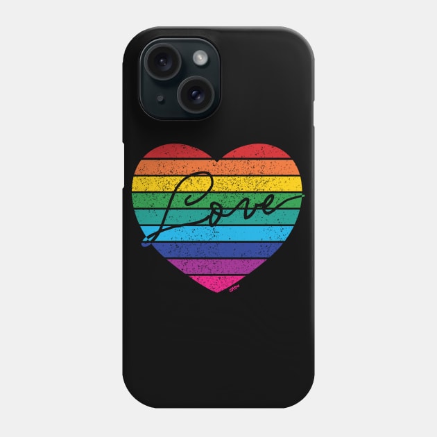 Retro Rainbow Love Heart Phone Case by meownarchy