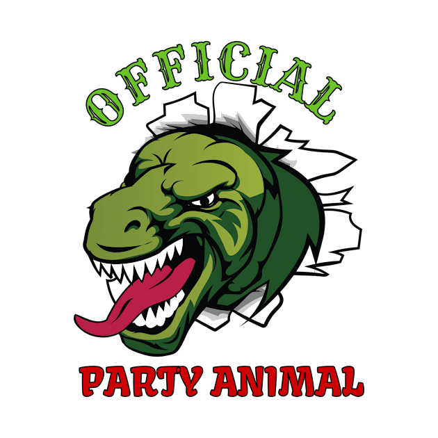 Official Party Animal Dinosaur Head Funny by MySistersTreasures