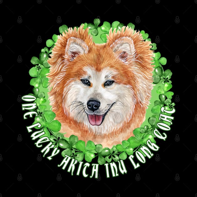 One Lucky Akita Inu Long Coat Funny St. Patrick Dog by Sniffist Gang