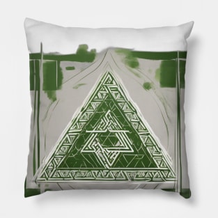 Mystical Green Triangle Geometric Design No. 910 Pillow