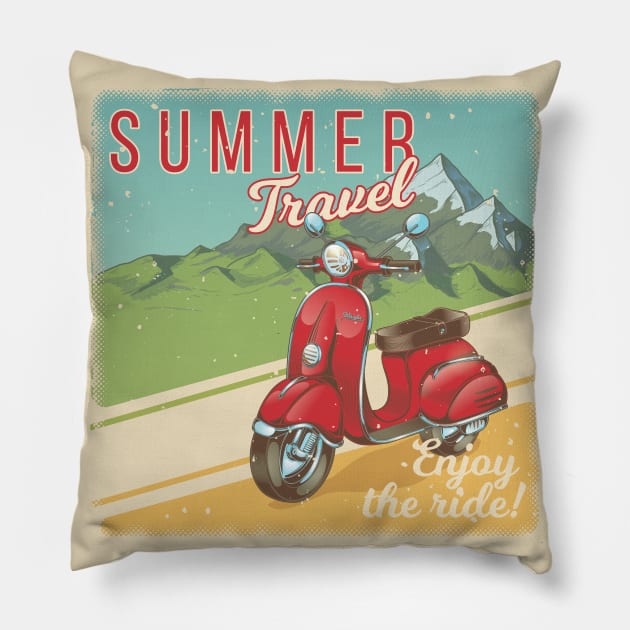 Enjoy The Ride - Summer Travel Pillow by AlexPDJ