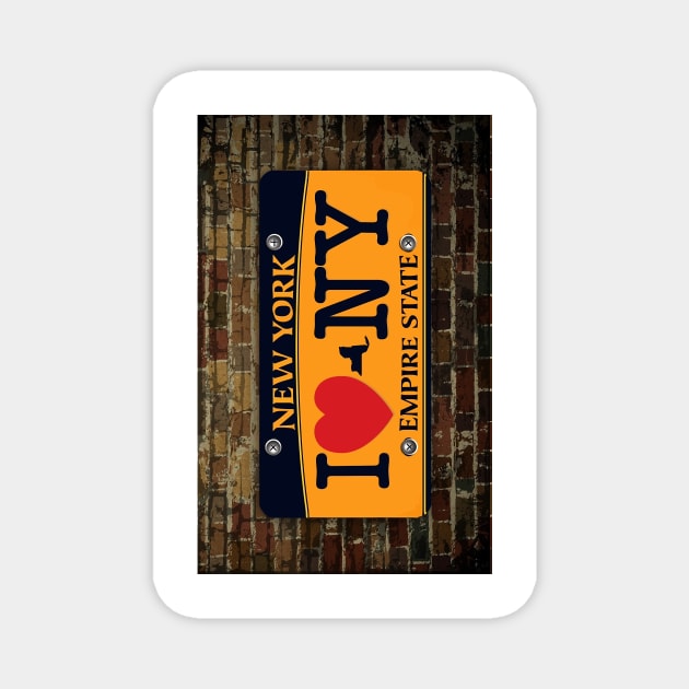 I Love NY Car Plate Prints  iPhone Case   iPad Case  Samsung Galay Cases   Pillow  Tot Magnet by machinistwrestler