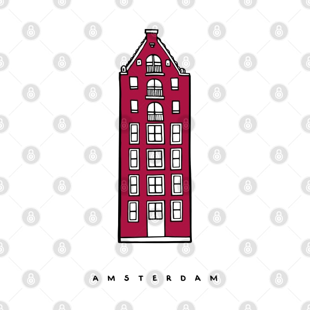 Red Dutch Houses in the street of Amsterdam, Netherlands. Build your collection. by ArchiTania