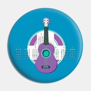 Dibujo de ukelele con notas musicales Pin