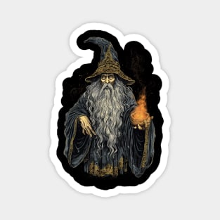 Retro Dark Wizard Vintage Fantasy illustration Magnet