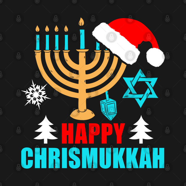 Discover Happy Chrismukkah, Funny Jewish Hanukkah Gifts Festival - Hanukkah - T-Shirt