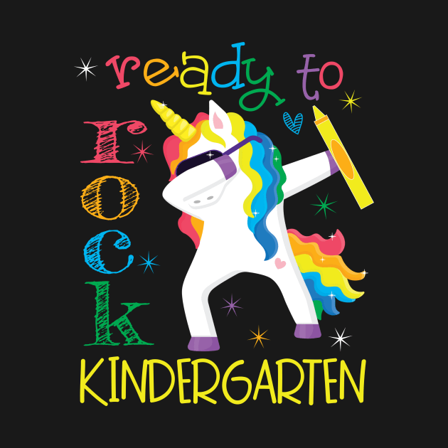 Dabbing Ready To Rock Kindergarten Unicorn 1st Day Of School by Kimmicsts