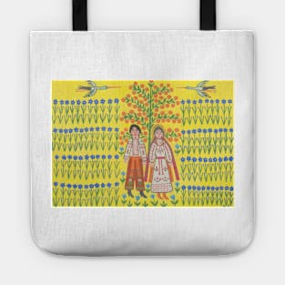 Maria Primachenko - flax blooms a bride goes to her groom 1983 Tote