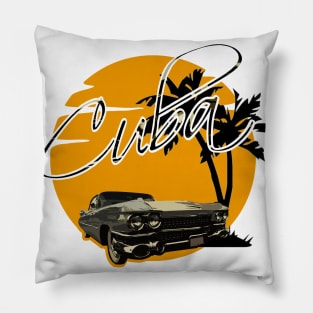 Cuba Sunset Vintage Cadillac Pillow