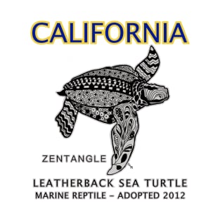 California - Leatherback Sea Turtle - Zentangle T-Shirt