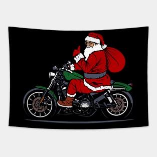 Santa & motorcycle Tapestry