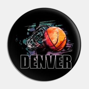 Retro Pattern Denver Basketball Classic Style Pin