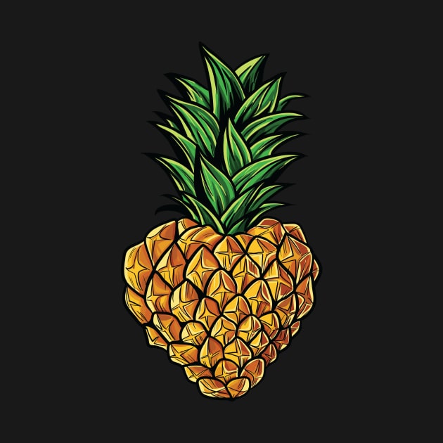 Pineapple Heart Valentines Day Gift For Men Women T-Shirt by Freid
