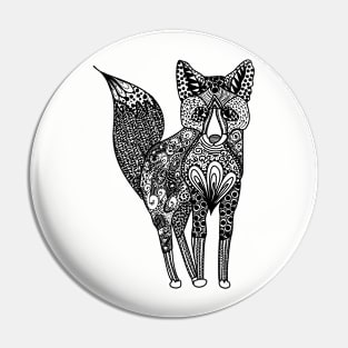 Tilki the Fox - Monochrome Line Art Designs Pin