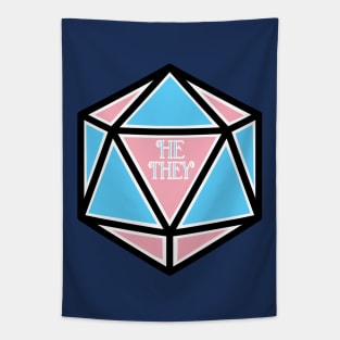 Trans Pronoun Pride D20 He / They Tapestry