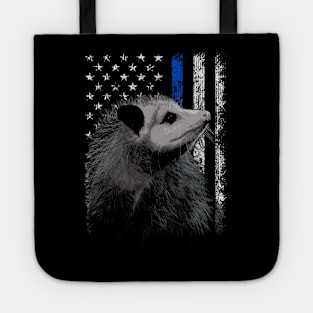 Opossum American Flag Nuzzles, Tee Triumph for Wildlife Admirers Tote