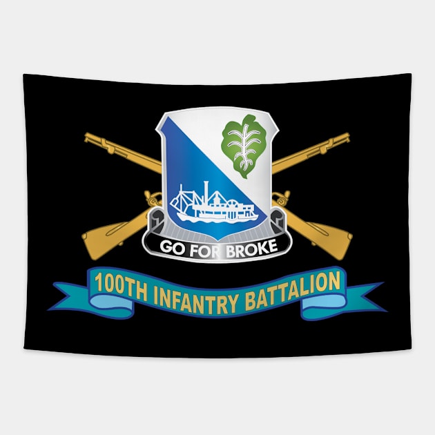 100th Infantry Battalion w Br - SSI - Ribbon X 300 Tapestry by twix123844