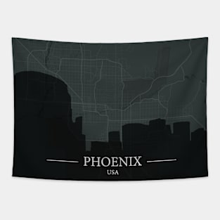 Phoenix city map with silhouette Tapestry