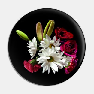 Daisies, Roses and Carnations Pin