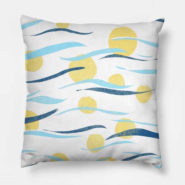 Wavy Pattern Pillow by Salty Siren Studios