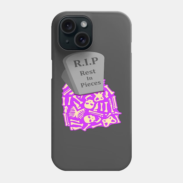 R.I.P Rest in Pieces Tombstone and Skeleton Bones Halloween Phone Case by Redmanrooster