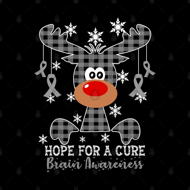 Reindeer Hope For A Cure Brain Awareness Christmas by HomerNewbergereq