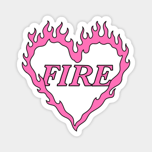 Pink Fire Heart Aesthetic Magnet