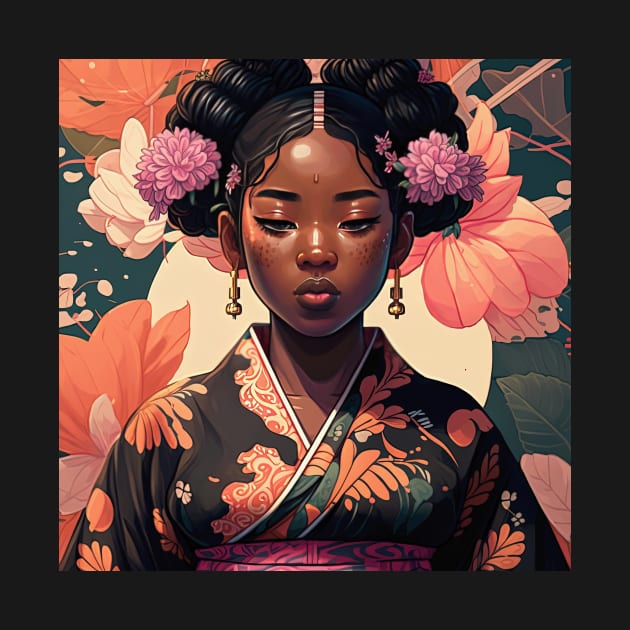 Blasian girl in Kimono by geekmethat