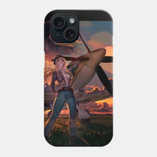 Spitfire Fighter and Anime Girl Phone Case
