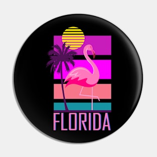 Florida Synthwave Inspired Flamingo Design Pin