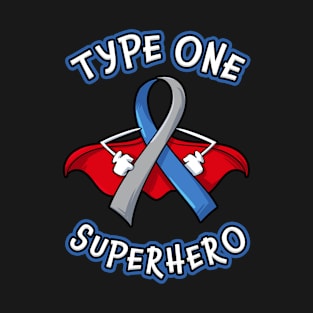 Type One Diabetes Superhero Awareness Blue November Ribbon T-Shirt