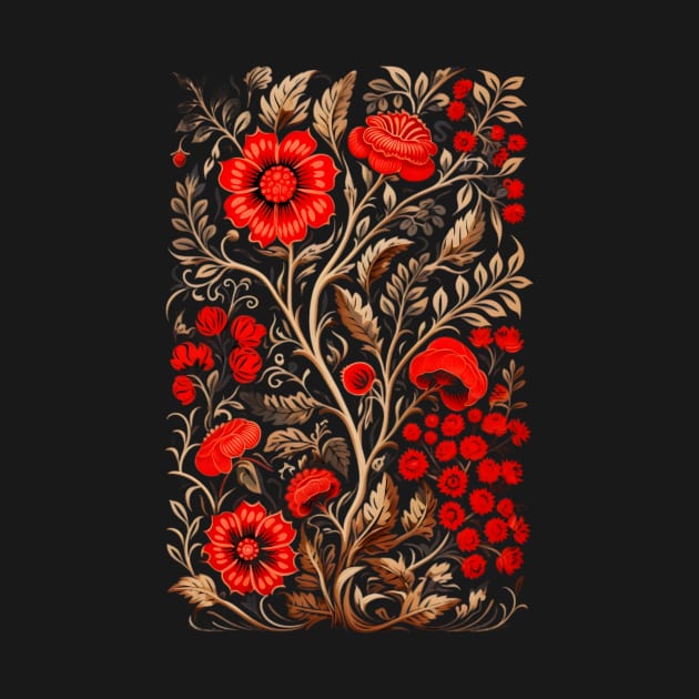 Red and Gold Flower Design by Mistywisp