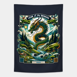 Verdant Dragon's Realm Enchanted Valley - Lunar New Year 2024 Tapestry