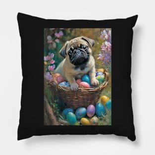 Pug Dog Easter Card Pillow