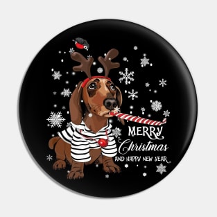 cute dachshund merry christmas and happy new year Pin