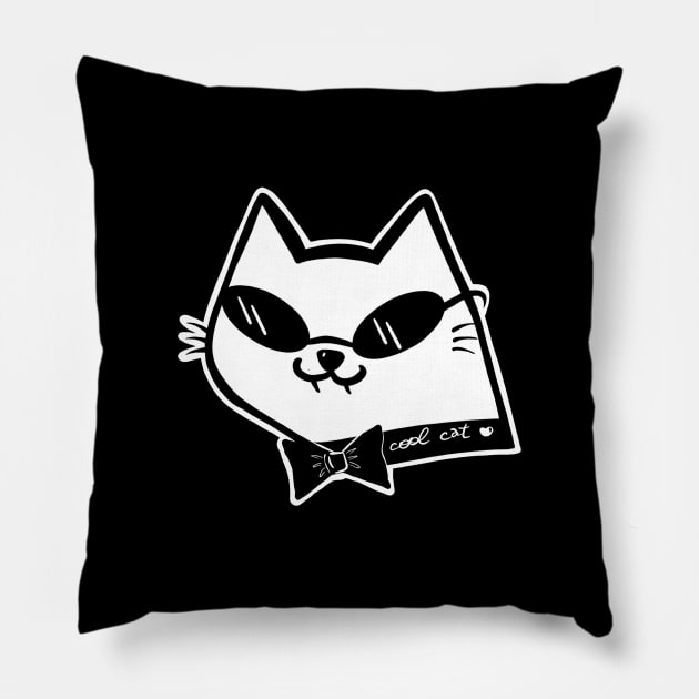 Cool black cat in glasses , cat gentleman Pillow by noirglare