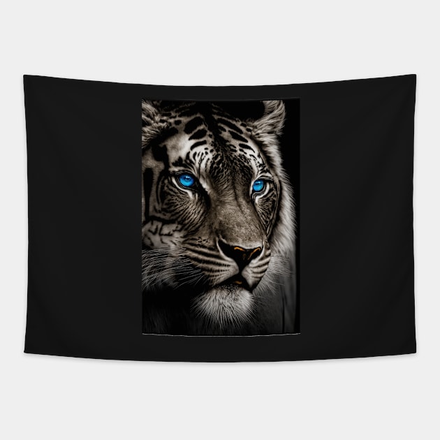 Tiger with blue eyes Tapestry by ai1art